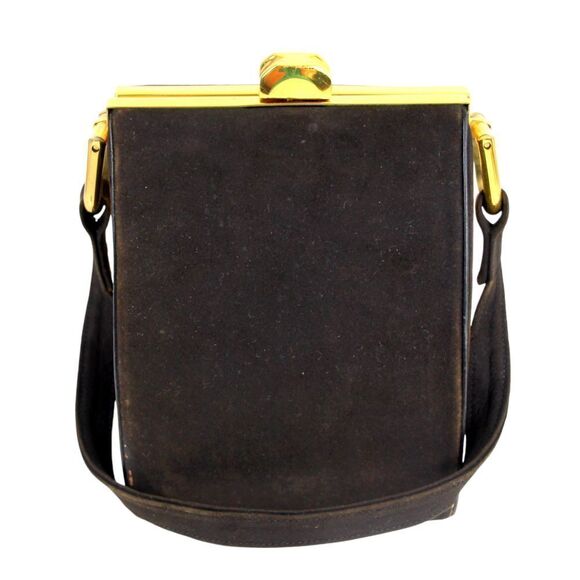 VTG Duette BROWN REAL SUEDE LEATHER FRAME SMALL PURSE SHOULDER BAG HANDBAG - Picture 5 of 14